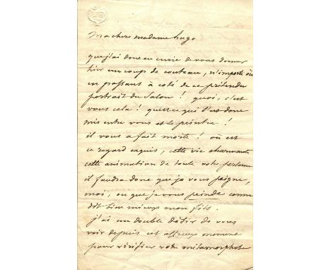 GUTTINGUER ULRIC: (1787-1866) French poet and novelist. A.L., unsigned, four pages, 8vo, Saint-Germain, 9th March 1839, to Ad