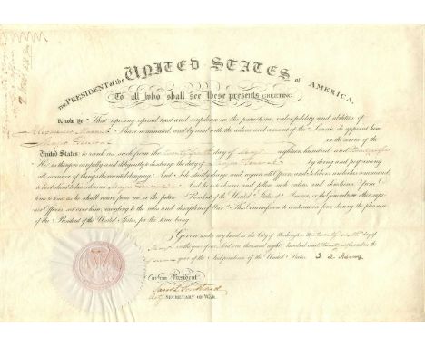 ADAMS JOHN QUINCY: (1767-1848) American President 1825-29. A fine D.S., J. Q. Adams, as President, one page (vellum), oblong 