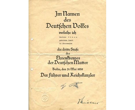 [HITLER ADOLF]: (1889-1945) Fuhrer of the Third Reich 1933-45 &amp; [MEISSNER OTTO] (1880-1953) German civil servant, head of