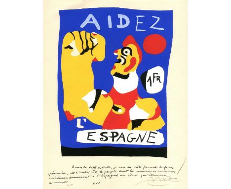 MIRO JOAN: (1893-1983) Spanish painter. A fine and extremely rare signed pochoir in colours on wove paper, with lithographic 
