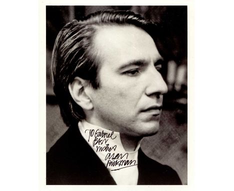 RICKMAN ALAN: (1946-2016) English actor. Signed and inscribed 8 x 10 photograph of Rickman in a close-up semi-profile head an
