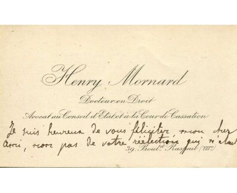[DREYFUS AFFAIR]: MORNARD HENRY (1859-1928) French lawyer who first represented Lucie Dreyfus in 1894 and later for Alfred Dr