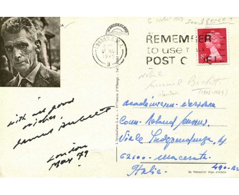 BECKETT SAMUEL: (1906-1989) Irish novelist &amp; dramatist, Nobel Prize winner for Literature, 1969. Bold black ink signature