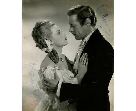 FOXES OF HARROW THE: Vintage signed 7.5 x 9 photograph by both Rex Harrison (Stephen Fox) and Maureen O'Hara (Odalie 'Lilli' 