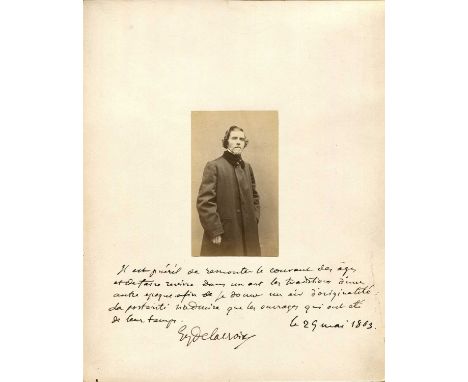 DELACROIX EUGENE: (1798-1863) French artist of the Romantic school. An excellent autograph statement signed, Eug. Delacroix, 