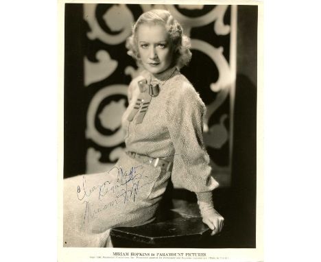 HOPKINS MIRIAM: (1902-1972) American actress, an Academy Award nominee for Best Actress in 1935 for her performance as Becky 