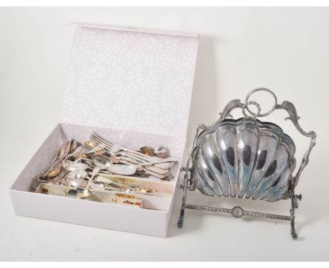 Silver-plated punch bowl, circular pedestal form, embossed and with ring mask handles, height 21cm; trays, salvers, candelabr