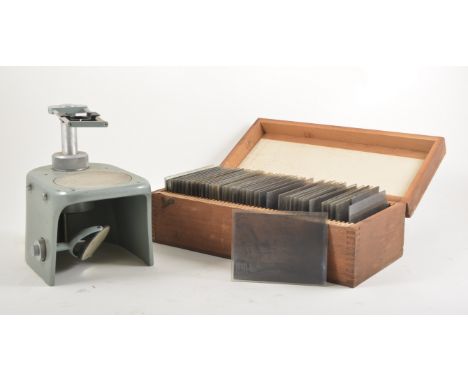 Kodak transparancy viewer model 3, along with a collection of early plate photographic slides, with Watson Brett Uniset, (3)