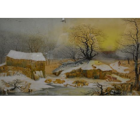 R. Mitchell, Winter Landscape, watercolour, signed and dated 1862, 39cm x 71cm, Bromleys Library, Bolton, label verso.