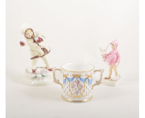 Four Royal Crown Derby loving cups, HRH Prince Henry, 15/9/84, Queen Mother, 95 years, The Queen, 70 years, Posies, together 