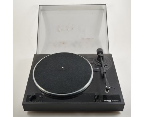 Thorens DT 280 MkII record player, with Denon PMA-350 amp and pair of Technics SB-F900 speakers.