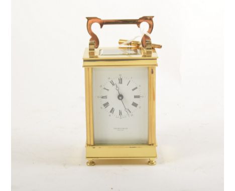 Taylor & Bligh London - a French style carriage timepiece, white enamel dial with roman numeral chapter ring and outer arabic