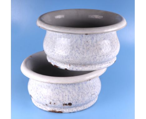 A pair of French enamel footbaths or planters, each 46cms wide (2).