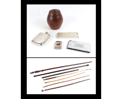 A quantity of assorted militaria to include a swagger stick, other swagger sticks, riding crops and walking sticks; together 