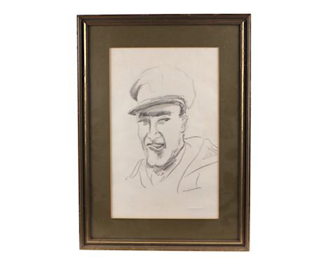 David Stirling (British 1887-1971) - A Head & Shoulder Portrait of a WWII Soldier - pencil sketch, 21 by 30cms, framed & glaz