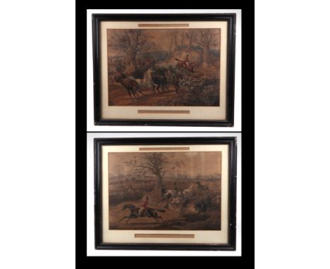 A pair of 19th century coloured hunting prints - 'The First Introduction to Hounds - and - Renewal of Acquaintance with Hound
