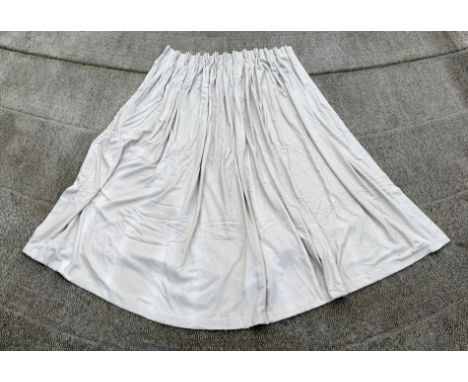 A large pair of interlined curtains , approx 178cms wide by 260cms depth; together with an accompanying two-piece wooden curt
