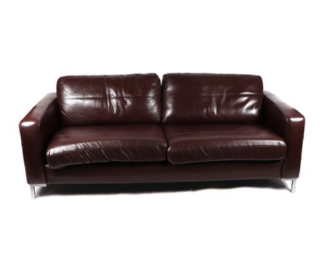 A modernist Knowle Associates inspired brown sofa, approx 190cms long.
