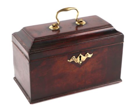 A Georgian three-division tea caddy, 23cms wide.