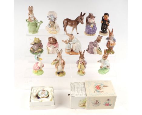 A collection of Royal Albert, Royal Doulton and Beswick Beatrix Potter figures, Lady Mouse, Hunka Munka Sweeping, Benjamin At