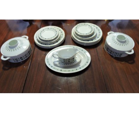 A Royal Doulton 'Tapestry' pattern dinner service, comprising nine dinner plates, nine side plates, eight dessert plates, two