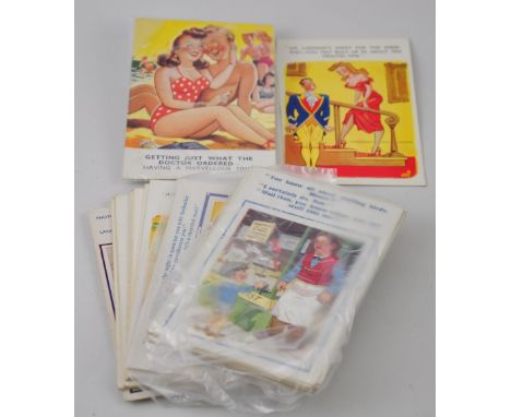 A collection of approx 40 vintage saucy seaside postcards including 15 examples by Donald Gill