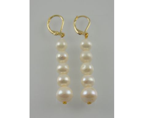 A pair of pearl 14ct drop earrings