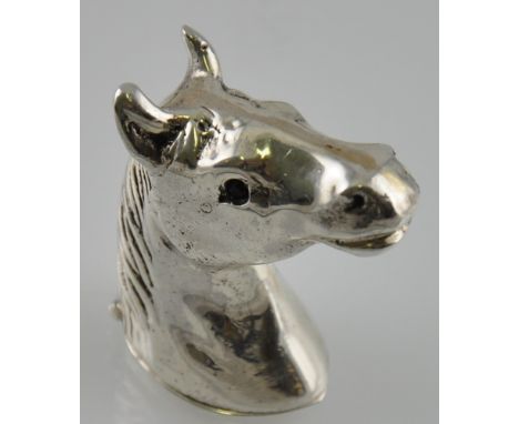 A Sterling Silver horsehead Vesta case with ruby gem eyes c1910