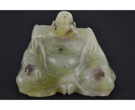 A 19th Century carved jade figure of a Buddha, w:11cm