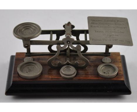 A set of vintage postal scales, with Imperial weights, W. 20cm