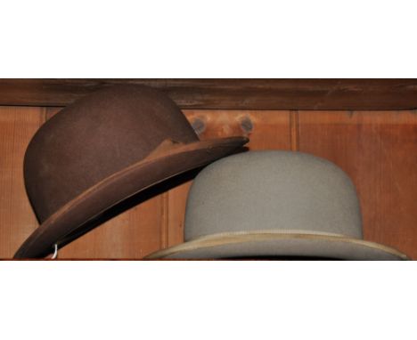 Two vintage Linciln Bennett brown/grey bowler hats