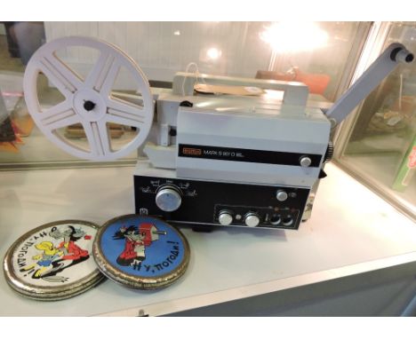 An early 1980s Austrian Eumig film projector Model S 807D. Includes two vintage Russian 8mm animated films