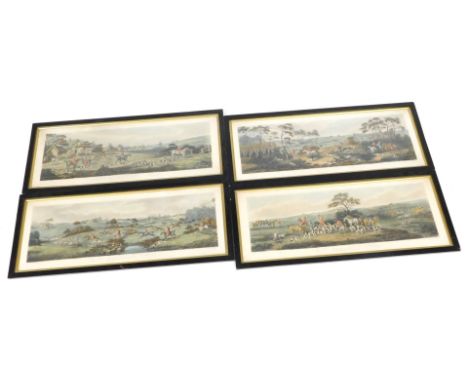 After Dean Wolstenholme (British, 1757-1837). Fox hunting, plates 1-4, coloured engravings by Sutherland, published by R Acke