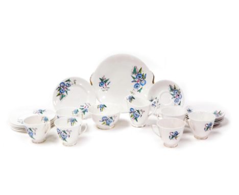 A Royal Albert porcelain Morning Glory pattern part tea service, Flower of the Month set of twelve, September, comprising bre