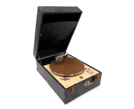 A Decca table top gramophone, in a black casing, model 50.