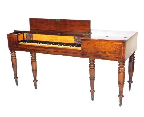 A late 18thC  John Broadwood &amp; Son mahogany cased square piano, model no 867, with cross banding, and pierced plate above