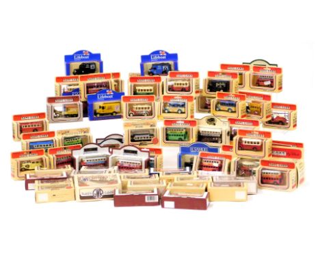 Lledo Days Gone By diecast vehicles, chiefly buses, single and double decker, and vintage trucks, boxed. (a quantity)