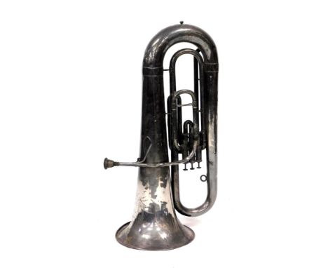 A vintage F Besson prototype silver plated tuba, 198 Euston Road, London, 83cm wide. 