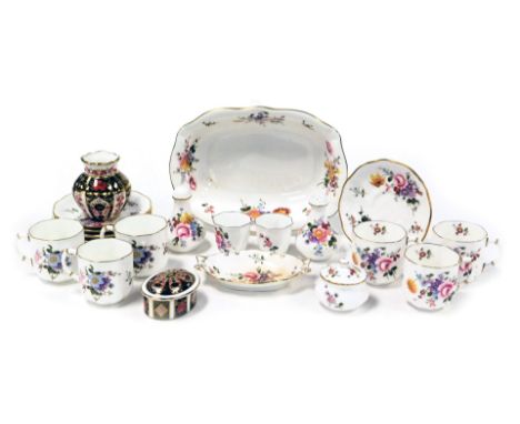 A group of Royal Crown Derby porcelain Derby Posies pattern, comprising an oval dish, six coffee cups and saucers, three piec