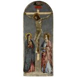Tafelbild mit Kreuzigung Christi, Italien, wohl Siena, E. 15. Jh.