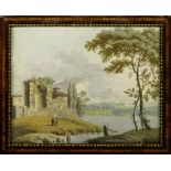 Bison, Giuseppe Bernardino (Attrib.): Capriccio mit einer Flusslandschaft