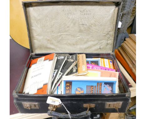 Small vintage leather suitcase containing ordinance survey maps 