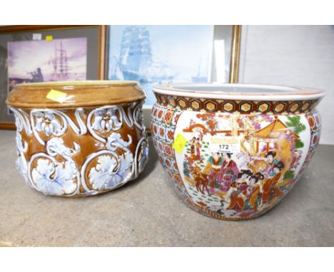 Two ceramic planters, one "Made in China"