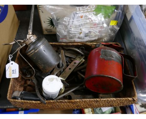 Vintage oil cans, hand tools, etc
