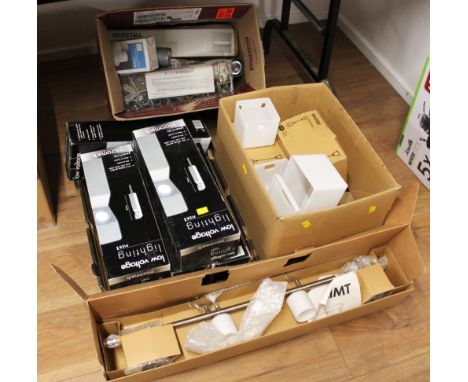 Quantity of low voltage garden post AD lights, Ikea boxed light fittings including Glimt and Basisk etc