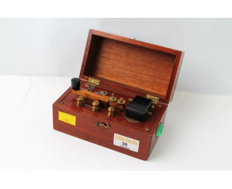 Vintage Telegraph Morse Code device in wooden box 