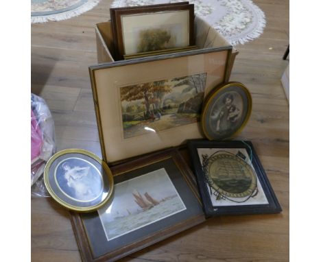 Pictures and prints, Tall Ship Samantha of Liverpool ceramic picture, rural scenes etc
