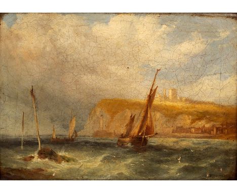 R W Yarnold (19th Century)/Whitby Coastal Scene/signed/oil on canvas, 24cm x 34.25cm 