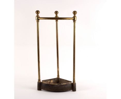 A brass corner stick stand, 63cm high