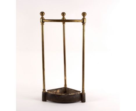 A brass corner stick stand, 63cm high